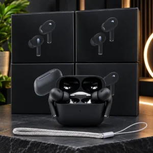 Pro 2 wireless earbuds with charging case black Bluetooth earphones