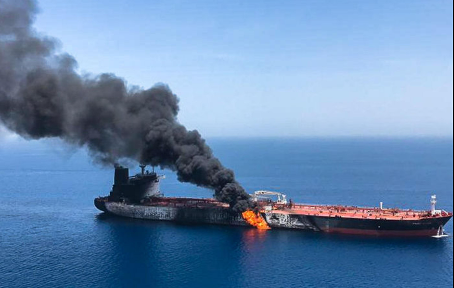 Oil tanker involved in a fire incident near the Strait of Hormuz as Oman rescues 25 crew members.
